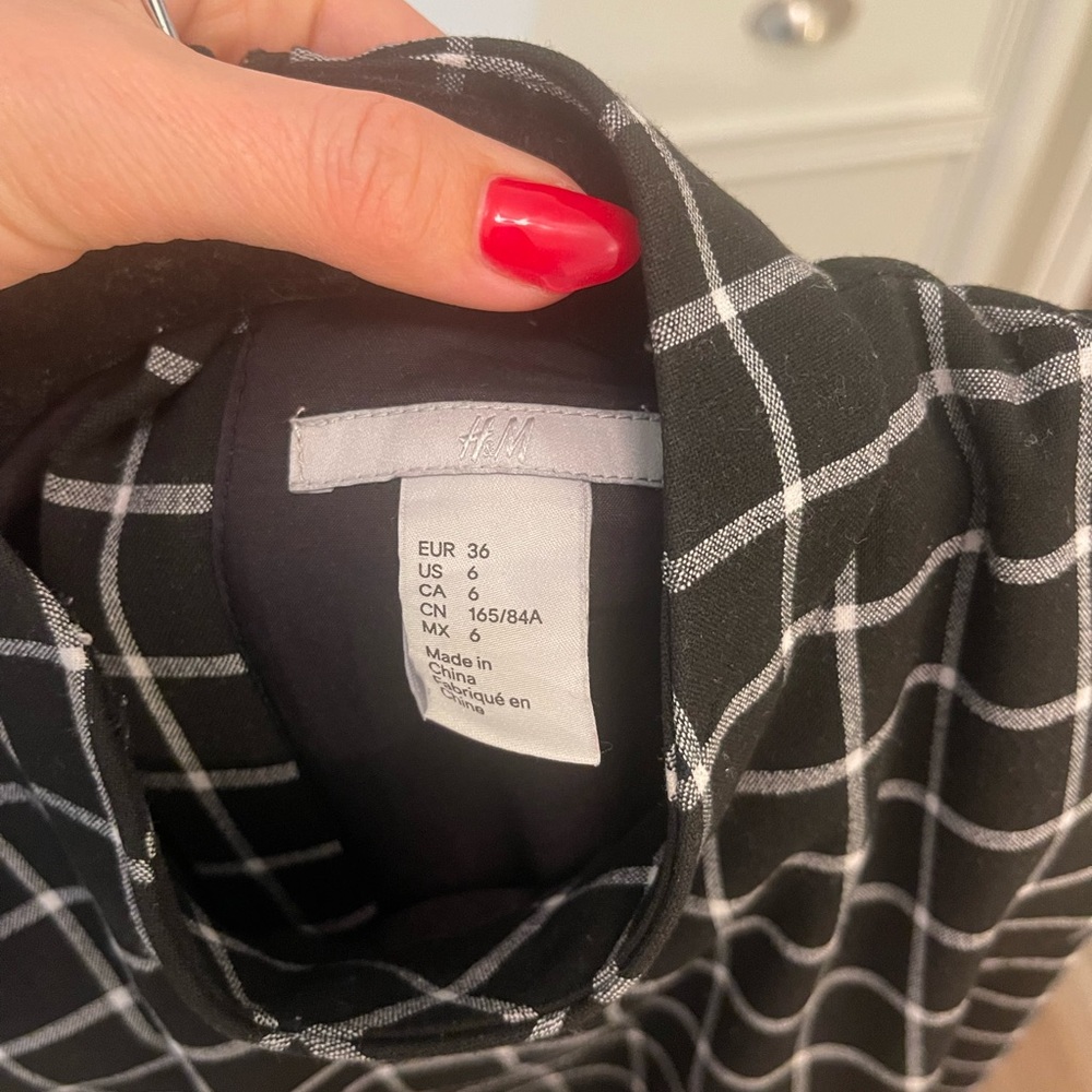 Mock neck mini dress black plaid